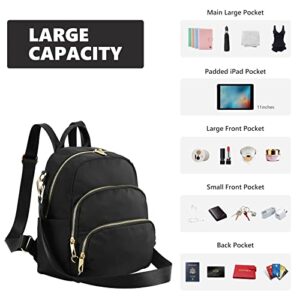 Glam4ever Mini Backpack Purse for Women Teen Girls Black Nylon Daypacks School Bag Travel Bag Hiking Bag Shoulder Bag Crossbody Bag Shopping Bag