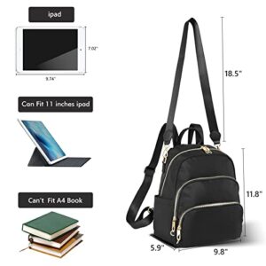 Glam4ever Mini Backpack Purse for Women Teen Girls Black Nylon Daypacks School Bag Travel Bag Hiking Bag Shoulder Bag Crossbody Bag Shopping Bag