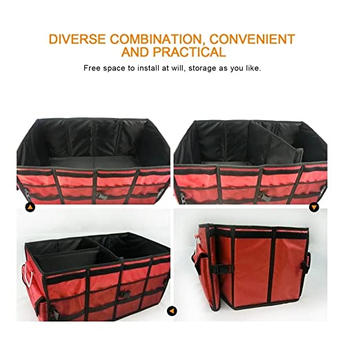 Car Trunk Organizer Soft Felt Storage Box Large Anti Slip Compartment Boot Storage Organizer Tool Bag Car Storage Bag (Rosso)