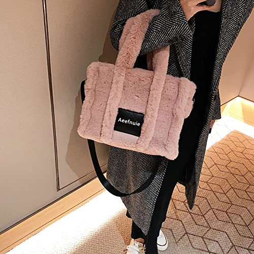 Women Handbags, Winter Fashion Plush Soft Fluffy Tote Top Handle Messenger Tote Shoulder Bag