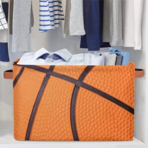 AUUXVA Basketball Texture Storage Bins Baskets Fabric Laundry Baskets, Sport Basketball Storage Cube Boxes Organizer Bag Bin for Toy Organizing Book Storage Shelves Nursery Closet