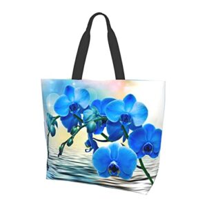 dhwuiasf beautiful orchid printed large capacity portable tote shoulder bag, suitable for shopping