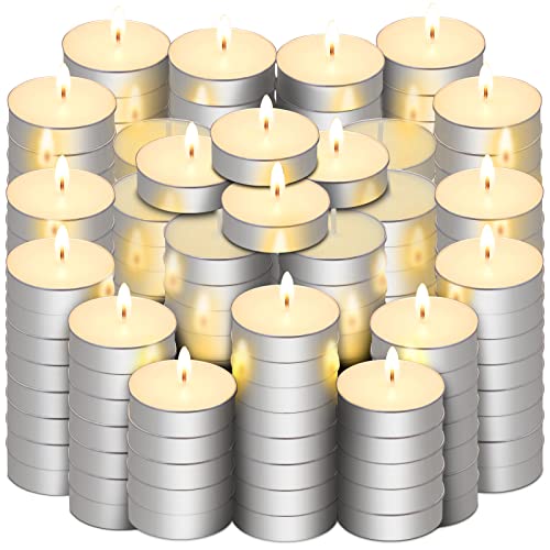 200 Pcs Scented Tea Lights Candles Vanilla Tea Candles, 4 Hour Long Burn Time White Small Candle for Christmas Home Wedding Party Holiday Dinner Table Decoration