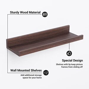 Axeman Floating Shelves, Wall Shelves Set of 3, Walnut Floating Shelves Picture Ledge Shelf for Nursery Bedroom Living Room Kitchen Office, Walnut