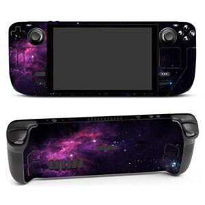 full body vinyl skin stickers decal cover for steam deck handheld gaming pc – purple galaxy