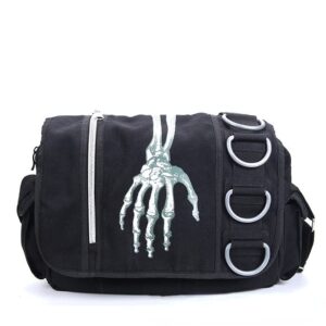 goth purse grunge skull messenger bag y2k backpack gothic punk shoulder satchels harajuku school handbag (black)