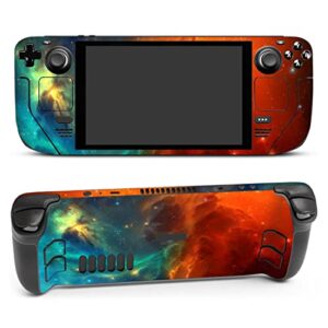 full body vinyl skin stickers decal cover for steam deck handheld gaming pc – blue galaxy