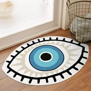 beeiva cute evil eye area rug, 2×3 small rug for bedroom entryway, door mat accent throw rugs washable non-slip indoor floor carpet for kitchen kids room bathroom front door（white/multi）