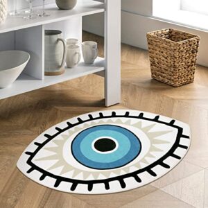 Beeiva Cute Evil Eye Area Rug, 2x3 Small Rug for Bedroom Entryway, Door Mat Accent Throw Rugs Washable Non-Slip Indoor Floor Carpet for Kitchen Kids Room Bathroom Front Door（White/Multi）