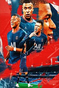 soccer superstar kylian mbappe poster, soccer player art print, kylian mbappe wall art, inspirational football star canvas poster for boy’s room man cave office decor, sports poster, 16″x24″-no frame