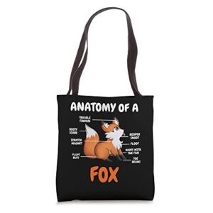 anatomy of a fox funny animal sweet carnivore fox tote bag