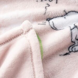 Berkshire VelvetLoft® Peanuts® Snoopy Cute Character Plush Throw Blanket,Peanuts Snoopy Make A Wish Spring Pink, Throw (55" x 70")