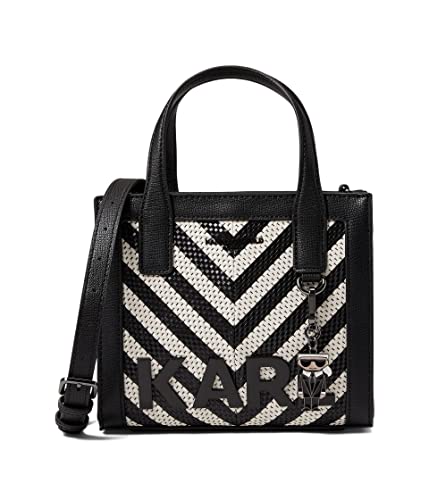 Karl Lagerfeld Paris Nouveau Small Box Crossbody Tote Black/White Stripe One Size