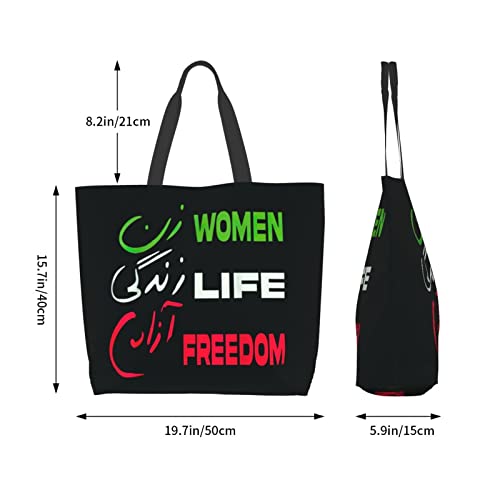 Coirtbom Women Life Freedom Flag Zan Zendegi Azadi Mahsa Amini Iran Tote Bag Ladies Cute Shopping Bag Large Capacity Shoulder Bag Work Fit Fashion Handbag Organizer