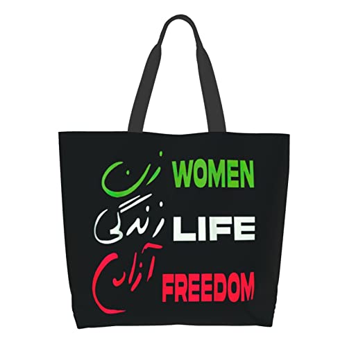 Coirtbom Women Life Freedom Flag Zan Zendegi Azadi Mahsa Amini Iran Tote Bag Ladies Cute Shopping Bag Large Capacity Shoulder Bag Work Fit Fashion Handbag Organizer