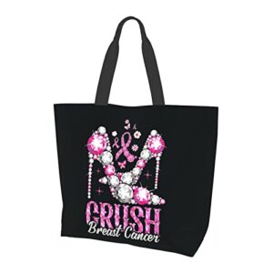 Coirtbom Crush Breast Cancer Awareness Tote Bag Ladies Cute Shopping Bag Large Capacity Shoulder Bag Work Fit Fashion Handbag Organizer