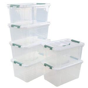 joyeen 6-pack latching storage boxes, clear plastic bins totes with lids, 14 quarts