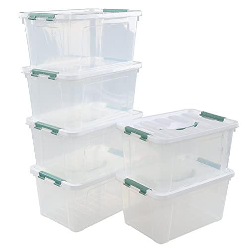 Joyeen 6-pack Latching Storage Boxes, Clear Plastic Bins Totes with Lids, 14 Quarts