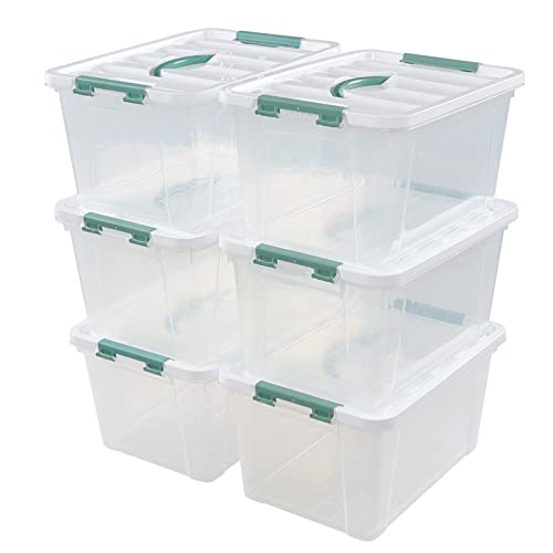 Joyeen 6-pack Latching Storage Boxes, Clear Plastic Bins Totes with Lids, 14 Quarts