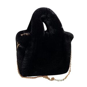 fluffy tote bag for women plush shoulder fashion autumn winter luxury faux fur soft girls fuzzy purse overlarge hobo handbag
