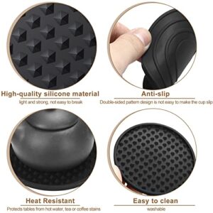 24 Pcs Silicone Coasters with 4 Holder, Drink Coasters Anti Slip Base Heat Resistant Coasters for Glass, Wood Tables, Dishwasher Safe Fits Drinking Glasses