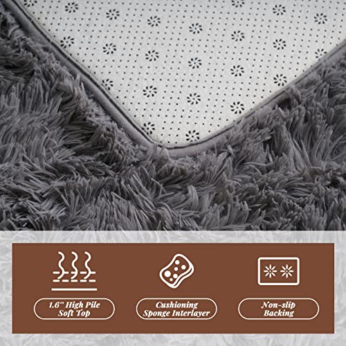 YoRango Grey Area Rug, 8' x 10', Large Rugs for Living Room, Fluffy Soft Living Room Area Rug, Shag Rugs for Bedroom Classroom, Non-Slip Rug