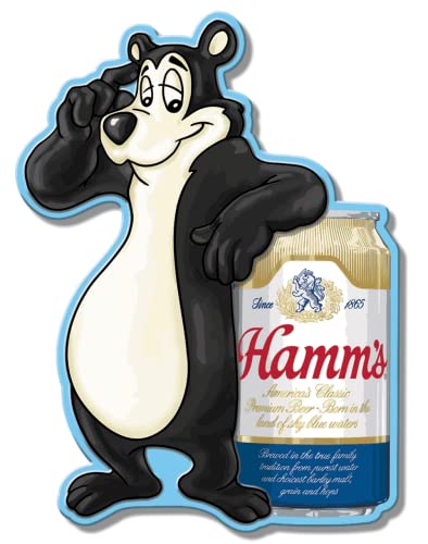 Desperate Enterprises Hamm's Bear Can Embossed Aluminum Die Cut Sign - Nostalgic Vintage Metal Wall Decor - Made in USA