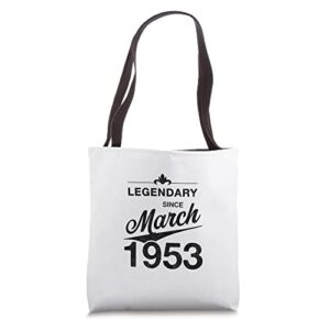 70th birthday 70 year old born in march 1953 vintage tote bag