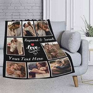 Sycamo Custom Blanket with Photos, Gifts for Girlfriend Gifts for Boyfriend, for Couples Family, Personalized Throw Blanket for Christmas Birthday Valentine's Day Anniversary