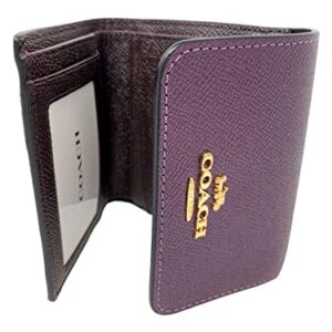 COACH Small Trifold Wallet Metallic Plum Style No. CF412