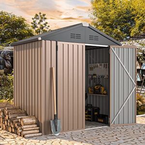 aecojoy 6′ x 4′ outdoor storage shed, outdoor shed with design of lockable doors, utility and tool storage for garden, backyard, patio, outside use.