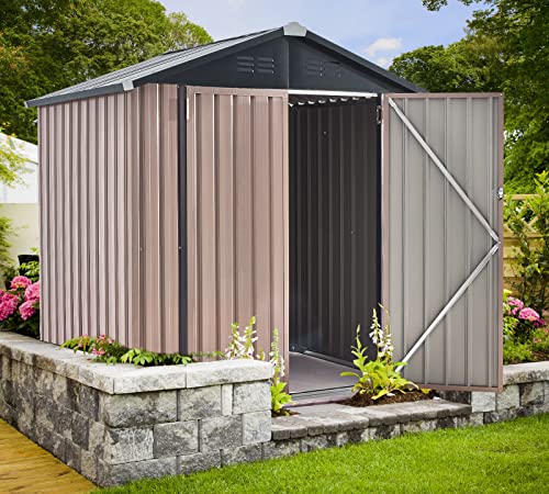 AECOJOY 6' x 4' Outdoor Storage Shed, Outdoor Shed with Design of Lockable Doors, Utility and Tool Storage for Garden, Backyard, Patio, Outside use.