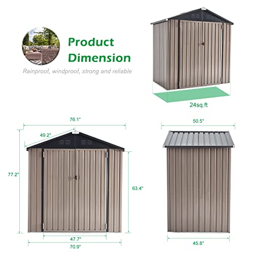 AECOJOY 6' x 4' Outdoor Storage Shed, Outdoor Shed with Design of Lockable Doors, Utility and Tool Storage for Garden, Backyard, Patio, Outside use.