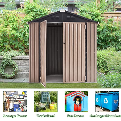 AECOJOY 6' x 4' Outdoor Storage Shed, Outdoor Shed with Design of Lockable Doors, Utility and Tool Storage for Garden, Backyard, Patio, Outside use.