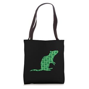 lucky st patrick’s day rat – 4 leaf clover graphic tote bag