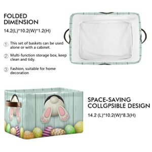 Easter Day Bunny Tail Eggs Storage Basket Fabric Laundry Baskets Happy Easter Rabbit Spring Storage Boxes Organizer Bag for Baby Cloth Dog Toy Book Storage Cubes Shelf Closet Bins 16×12×8 Inches