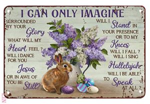 metal decorations for shelves beautiful purple flower rabbit drawing easter eggs i can only imagine metal signs vintage room decor aesthetic wall art tin sign for garage bathroom room 8×12 inch