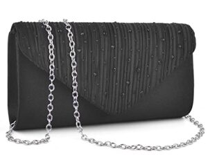 tindtop clutch purses for women, formal evening clutch bags sparkling shoulder envelope party handbags wedding cocktail prom clutches (black)