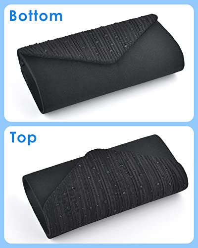 TINDTOP Clutch Purses for Women, Formal Evening Clutch Bags Sparkling Shoulder Envelope Party Handbags Wedding Cocktail Prom Clutches (Black)