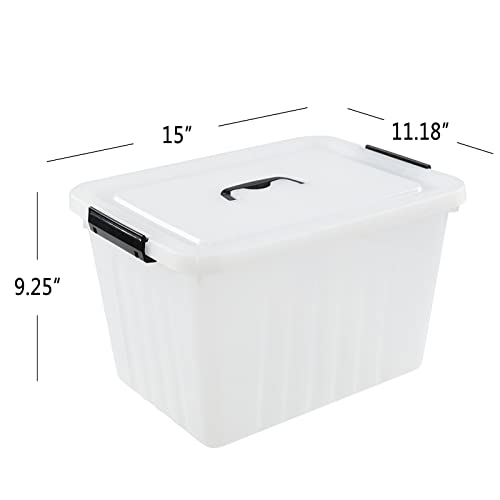 Rinboat 18 Quart Plastic Storage Bins with Lid, Clear Plastic Storage Tote, 4-Pack