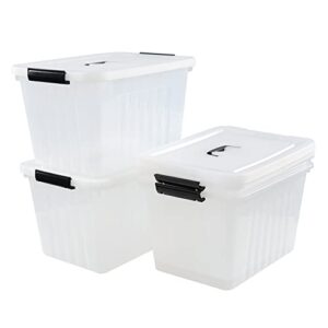 Rinboat 18 Quart Plastic Storage Bins with Lid, Clear Plastic Storage Tote, 4-Pack