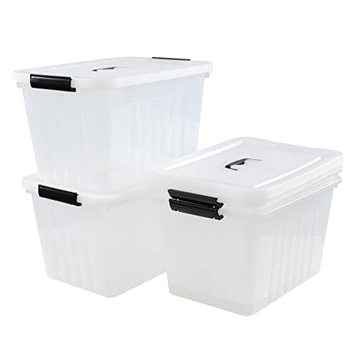 Rinboat 18 Quart Plastic Storage Bins with Lid, Clear Plastic Storage Tote, 4-Pack