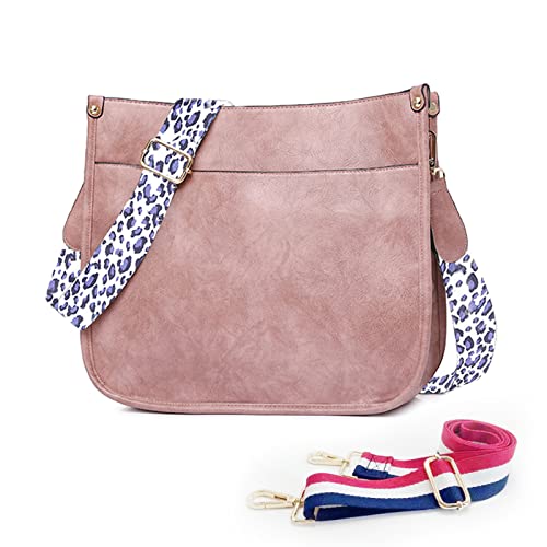 Crossbody Bags for Women Designer Leather Hobo Bag With 2 Adjustable Purse Strap Inside Zipper Pockets Crossbody Purse (Pink)