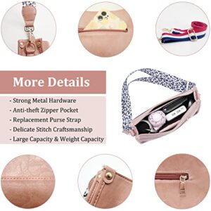 Crossbody Bags for Women Designer Leather Hobo Bag With 2 Adjustable Purse Strap Inside Zipper Pockets Crossbody Purse (Pink)