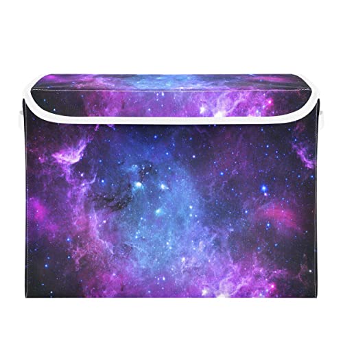 Storage Bins with Lids Foldable Storage Baskets Storage Cubes Collapsible Closet Organizer Containers with Cover Universe Galaxy Nebula Space for Home Office Organizer Closet, Shelves, Toy, Nursery