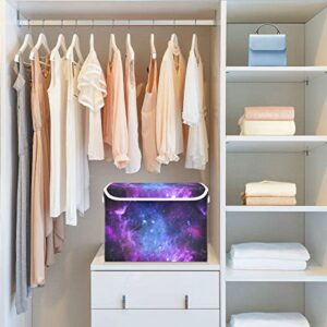 Storage Bins with Lids Foldable Storage Baskets Storage Cubes Collapsible Closet Organizer Containers with Cover Universe Galaxy Nebula Space for Home Office Organizer Closet, Shelves, Toy, Nursery