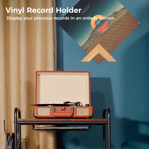 TIMCORR Vinyl Record Holder Set : Vinyl Wall Mount for Record Display, Beech Wood Album Shelf with Sticky Transparent Tapes Hanging on the Wall (Beech Wood Set of 4)