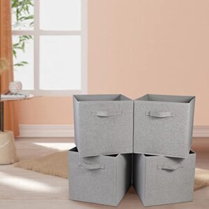 OVAKIA Storage Cube Organizer 4 Pack Collapsible Closet Bins with Handle Fabric Storage Boxes for Clothing Organization Shelf Basket for Bedroom Living Room Playroom