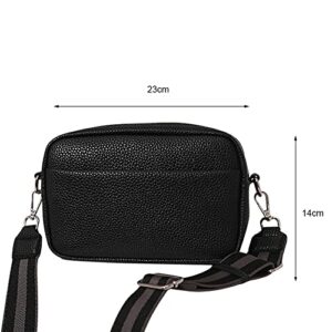 Lushandy Leather Crossbody Bags for Women Crossbody Camera Bag Purse Thick Strap Trendy Small Shoulder Bag with Guitar Strap