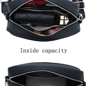 Lushandy Leather Crossbody Bags for Women Crossbody Camera Bag Purse Thick Strap Trendy Small Shoulder Bag with Guitar Strap